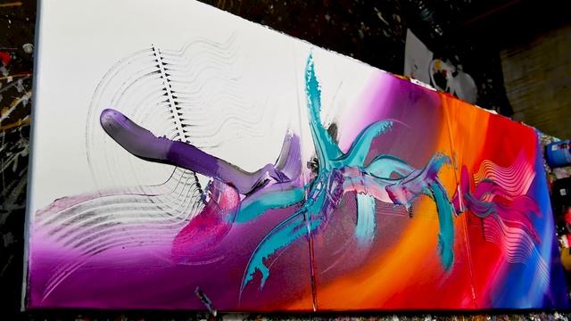 Abstract Painting Demo Acrylics using brush, knife - Love Buzz - John Beckley