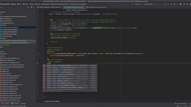 Context menu in Fragment.   Menú contextual en Fragmento.