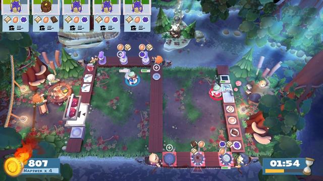 Overcooked 2 Campfire Cook Off lvl 1-4, 2 players co-op, 4 starts, 1779, PL