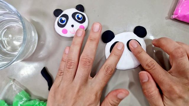 🐼🌱ИЗ ВОЗДУШНОГО ПЛАСТИЛИНА🌱🐼ЛЕПИМ ПАНДУ🌱🐼💛💛❤️💛💛