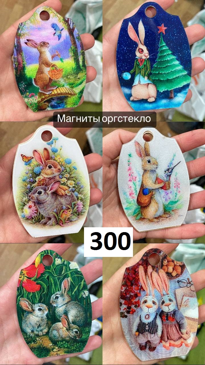 Лаковые магнитики кролики