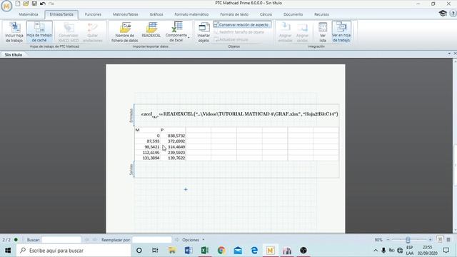 Gráficos e interacción Mathcad Excel