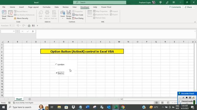Option Button ActiveX control in Excel VBA