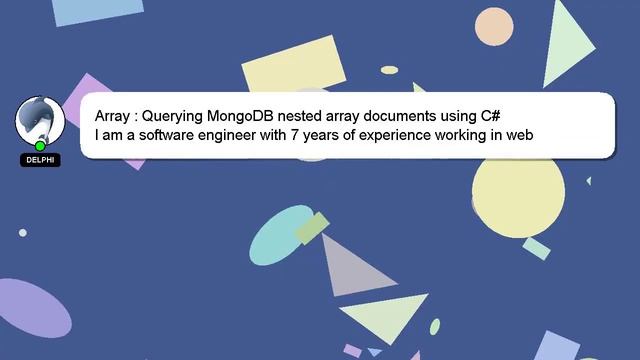 Array : Querying MongoDB Nested Array Documents Using C#
