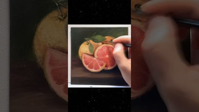 Грейпфрут масляными красками, размер 15х15 #картина #грейпфрут #живопись #искусство #nammyart #масло