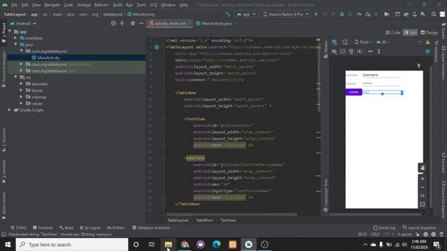 Tutorial Table Layout Android Studio