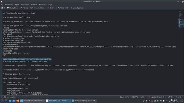 Rocket.Chat szerver telepítése localhostra CentOS 8 alapon (VirtualBoxban)