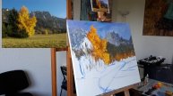 Мастер-класс: Этюд "Осень в горах Лихтенштейна". Часть 2 - подмалёвок маслом