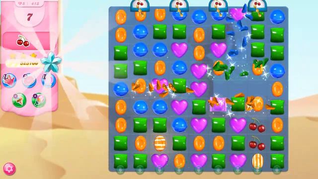Candy Crush Saga level #413 new 6 moves left 1.36 million 4 colors no boosters sugar stars!