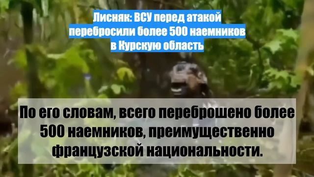 Лисняк: ВСУ перед атакой перебросили более 500 наемников в Курскую область