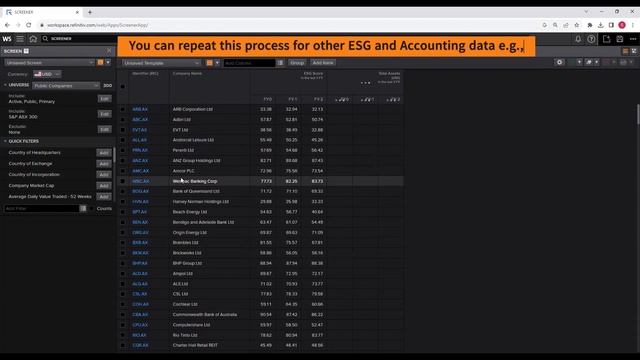 How to Download Accounting and ESG Data with Refinitiv Screener App | Single vs Multiple Companies
