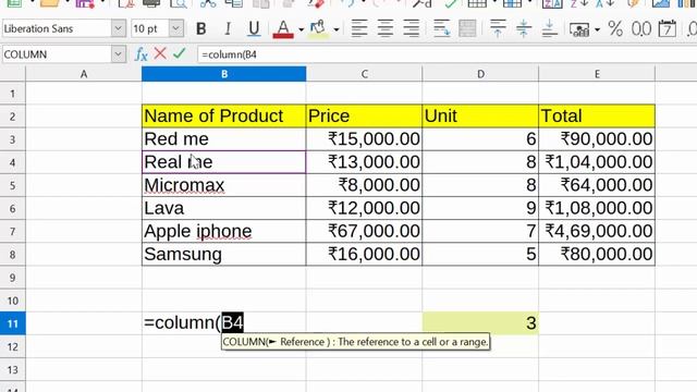 Row and column formula in Libre calc@COMPUTEREXCELSOLUTION