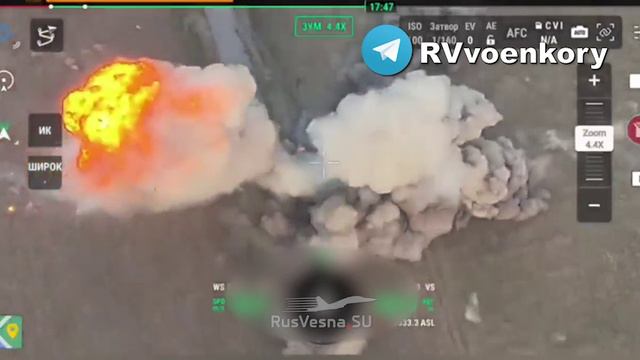 🔥Начинаем день с эпичного видео добивания FPV-дроном перевернувшегося украинсконо Козака !!!