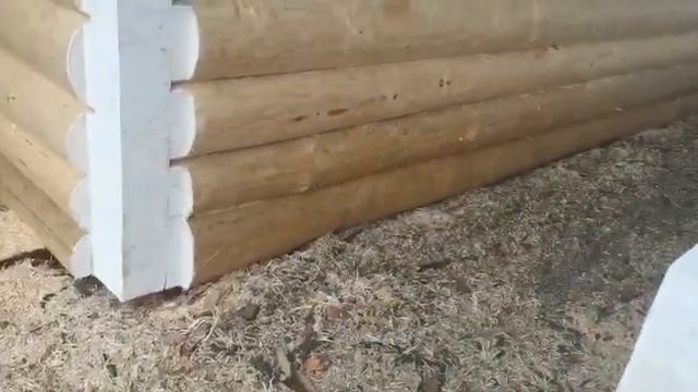 Будущий домик - сруб 6×4 с двухметровой террасой (в лапу, полулафет)