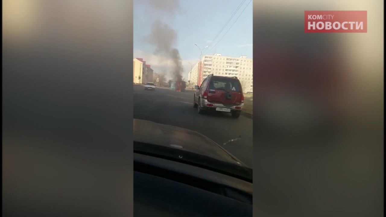 На Московском сгорел автобус