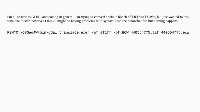 Using GDAL to convert .TIFF to .ECW