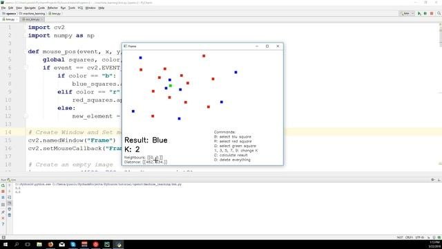 k-Nearest Neighbour classification - OpenCV 3.4 with python 3 Tutorial 33