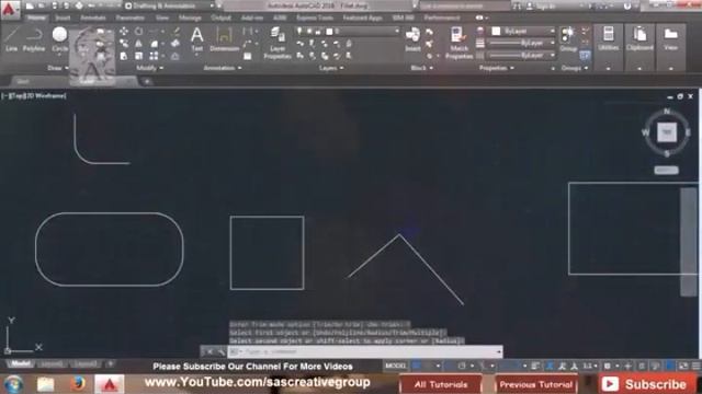 Autocad 2016 – 24  How to use Fillet, Chamfer   Blend Curves Command in urdu / hindi