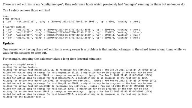 Databases: Is it safe to remove an entry in a "config.mongos" MongoDB collection? (2 Solutions!!)