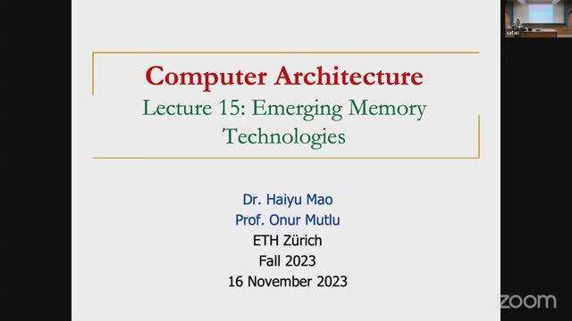 Computer Architecture - Lecture 15: Emerging Memory Technologies (Fall 2023)