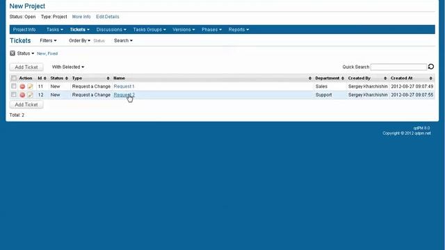 Tickets In QdPM 8.0 Free Project Management