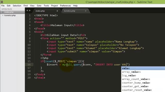 Belajar CRUD dengan menggunakan PHP Mysqli part 1
