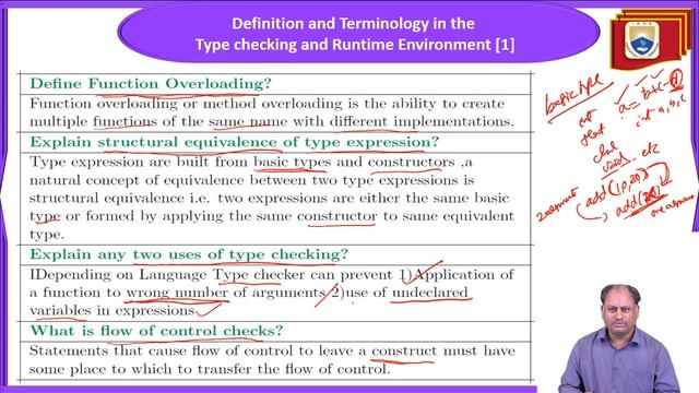 Definition and Terminology in the type Checking and Runtime Environment by Dr. U Sivaji