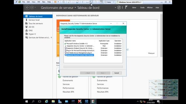 Kaspersky Security center 11 : Installation