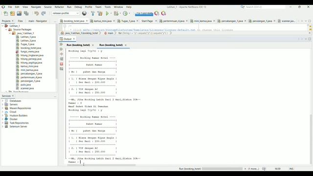 Demo Aplikasi Booking Kamar Hotel dengan Java