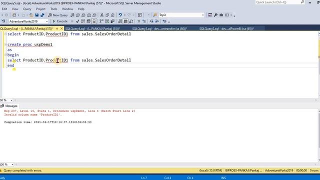 9 Error 207 Invalid Column Name