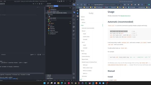 Configuring husky pre-commit git hooks