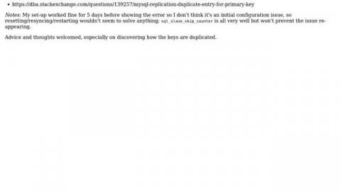 Duplicate (Primary) Key Error and Problems Reading Relay Log with MYSQLDUMP