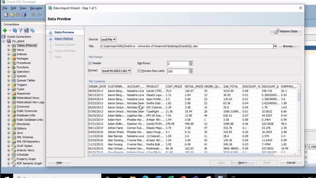 Load Excel Data To Oracle SQL Developer Database