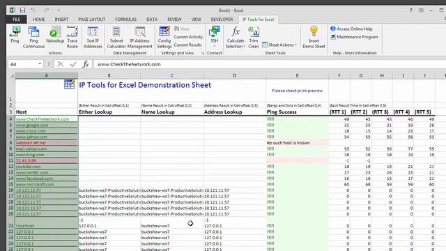 IP Tools for Excel - Demo intro to Ping NsLookup and Subnet Calculator