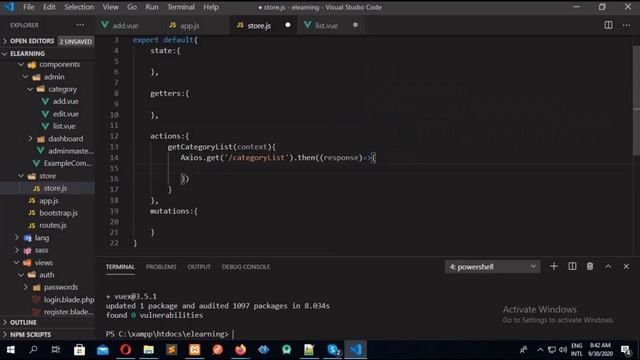 Introduce Vuex &  Show Category From Database Tutorial -  09