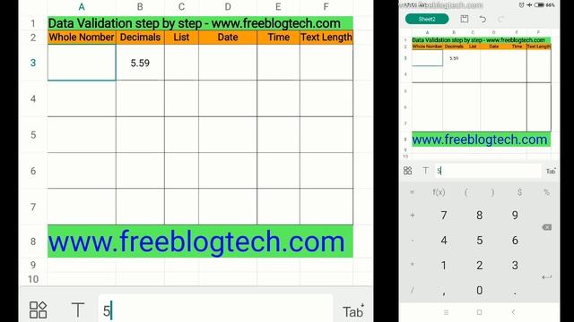 WPS office Tutorial in Mobile Part 23 _ EXCEL MENU - DATA VALIDATION , हिन्दी में