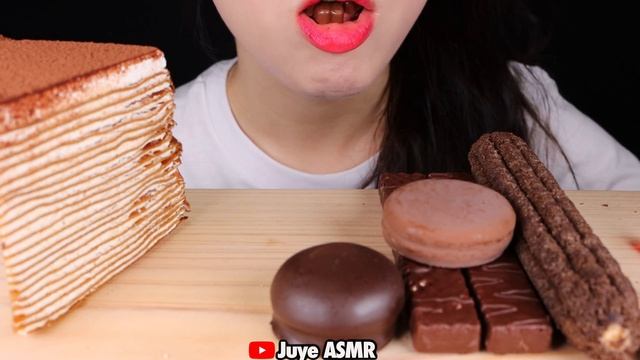 ASMR CHOCOLATE DESSERTS, TIRAMISU CREPE CAKE, OREO ENROBED, UNICORN CHOCOLATE, MUKBANG EATING SOUND
