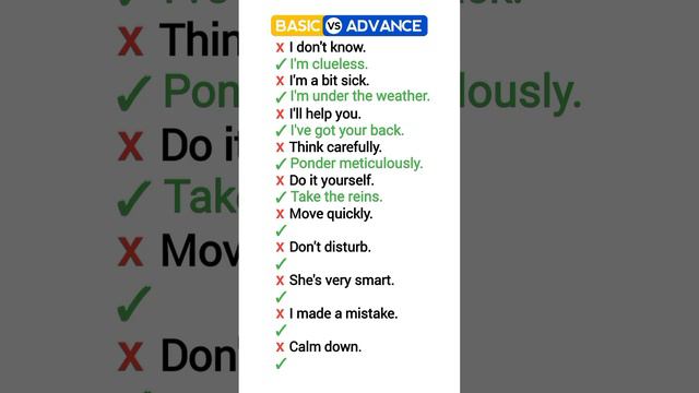 Basic vs Advanced English Sentences #basicvsadvancedenglish #learnenglish #esl #shortsfeed