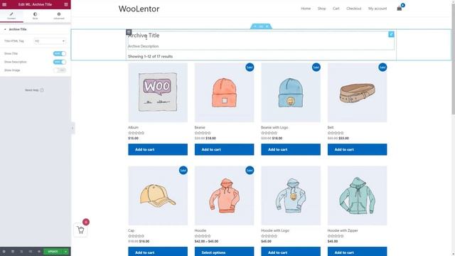 How to use Archive Title Widget using WooLentor
