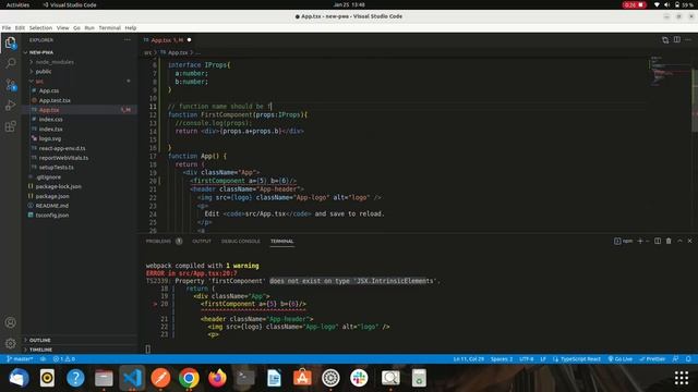 Property firstComponent does not exist on type JSX.IntrinsicElements