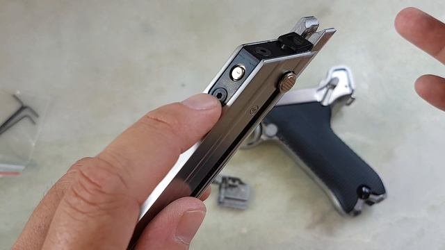 Airsoft - Luger P08 6 Silver WE GBB 6mm