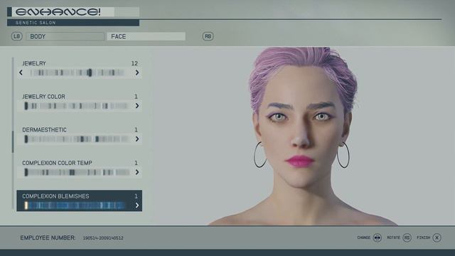 Starfield Female Character Creation  - Biometrics ID is 12