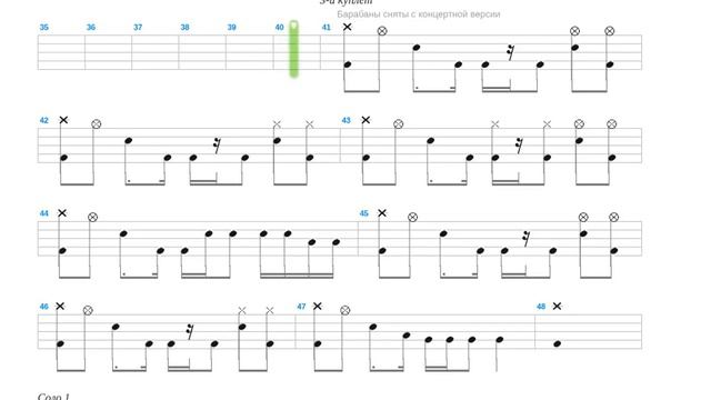 Закат + Ария + Drum only + Drum tab