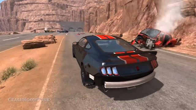 Massive Spike Strip Pileup Crashes 45  BeamNG Drive  CrashBoomPunk