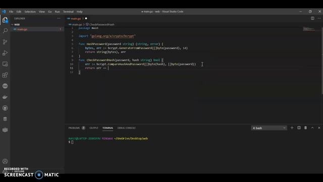 Password Hashing in Golang| Password Hashing Using bcrypt | Golang Tutorial