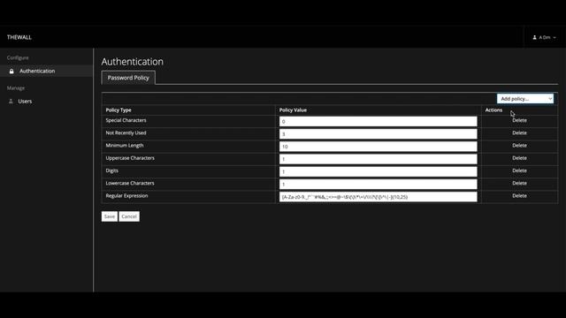 Управление политиками аутентификации пользователей (Manage users) | TheWall Firewall