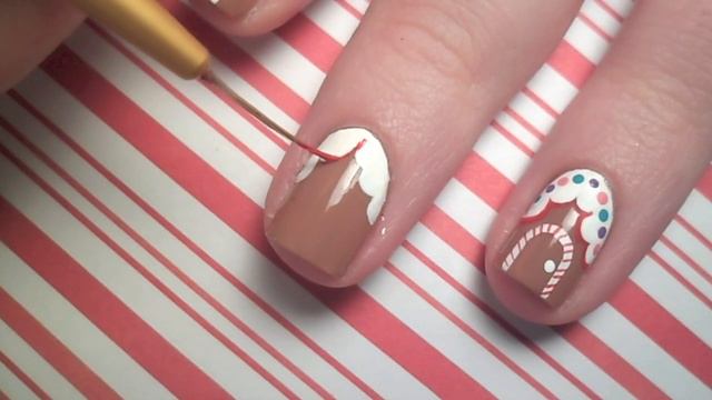 Gingerbread House Nail Art