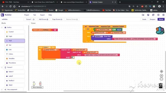 WEB SİTESİNDEN  VERİ ÇEKME kodular io