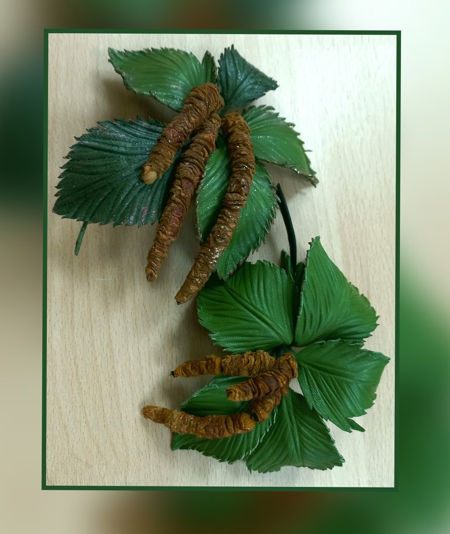 Мастер класс. Веточка березы из кожи.