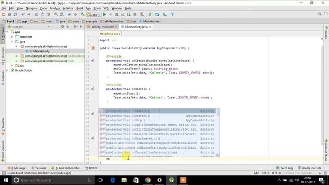 Activity Life Cycle Program Demo